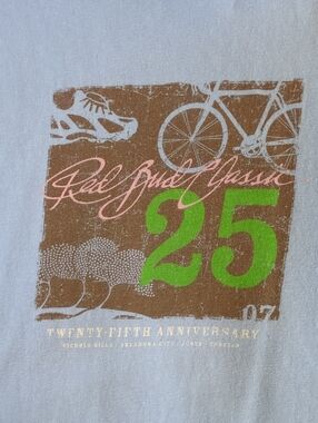 2007 Light Blue Red Bud Classic Tee with Green '25' & Brown Retro Print